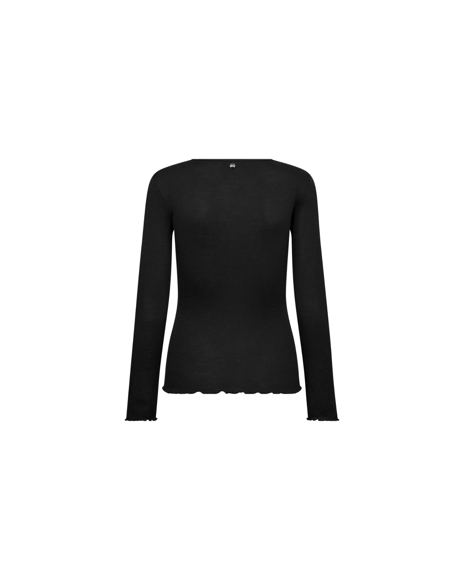 MMElaine Seamless Silk Tee in Black, back view