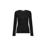 MMElaine Seamless Silk Tee in Black, front view