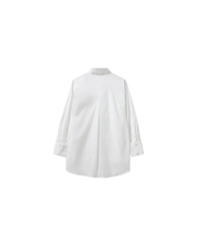 MMEnola Shirt in White, back view showing silhouette