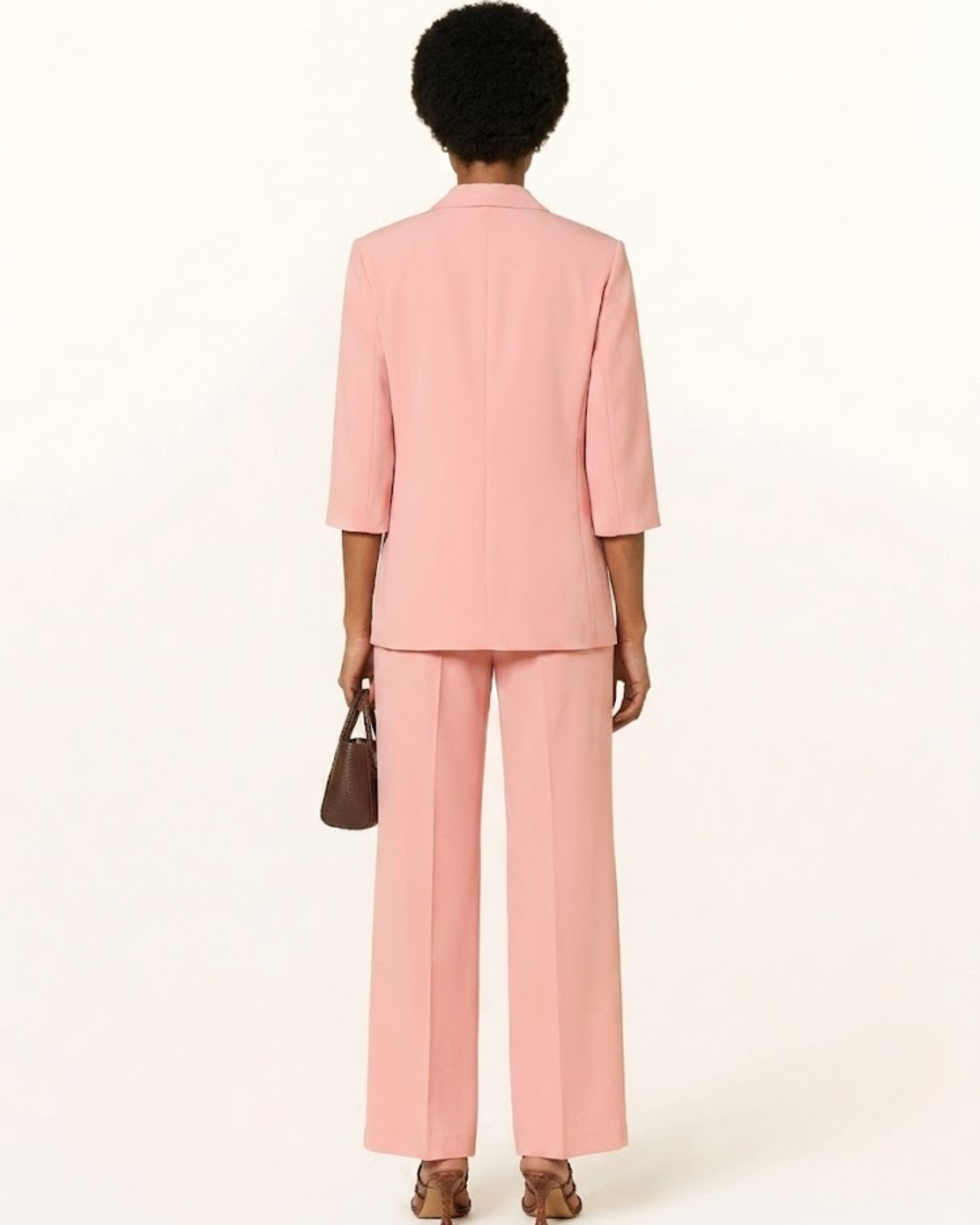 Back view of MMJunie Miley blazer in soft pink twill fabric