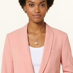MMJunie Miley pink blazer close-up with lapel collar and smooth finish