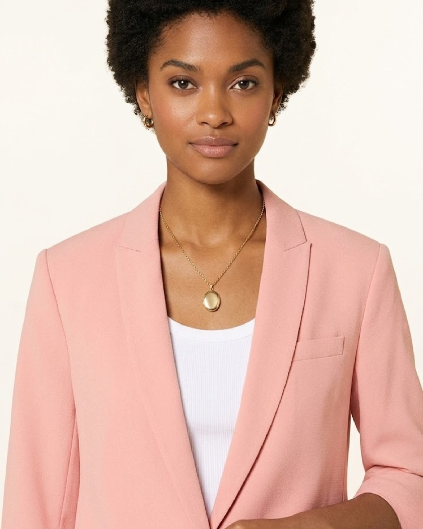 MMJunie Miley pink blazer close-up with lapel collar and smooth finish