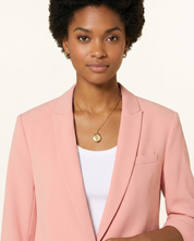 MMJunie Miley pink blazer close-up with lapel collar and smooth finish