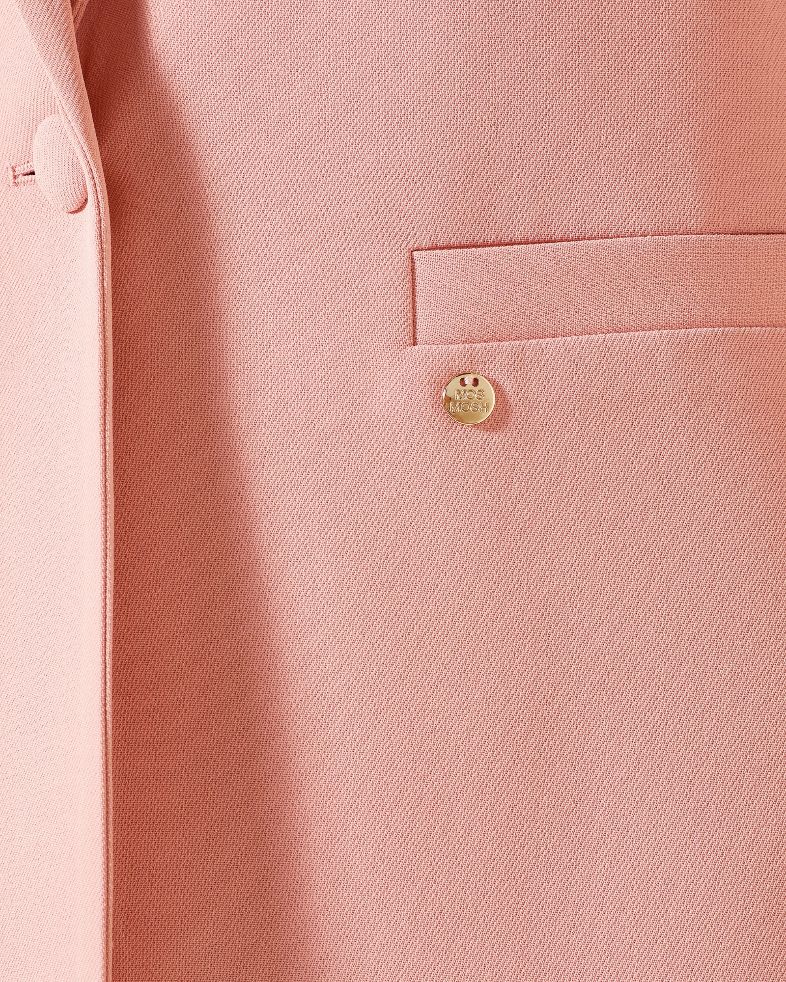 Pocket detail of MMJunie Miley blazer in soft pink textured twill