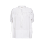 White MMTarima cotton blouse flat lay, front view, short sleeves visible