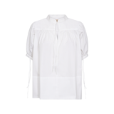 White MMTarima cotton blouse flat lay, front view, short sleeves visible