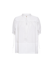 White MMTarima cotton blouse flat lay, front view, short sleeves visible