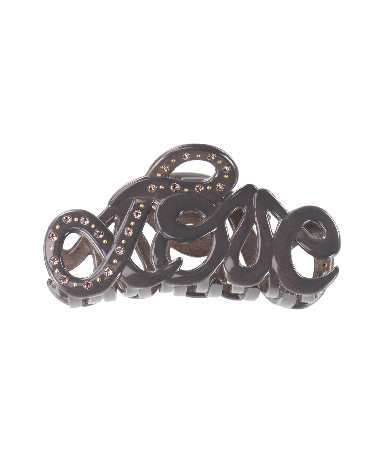 Mole Swarovski Love hair claw with glossy acetate finish front view