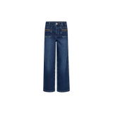 MOS MOSH Colette Sernora high-waisted wide-leg jeans in dark blue, front view