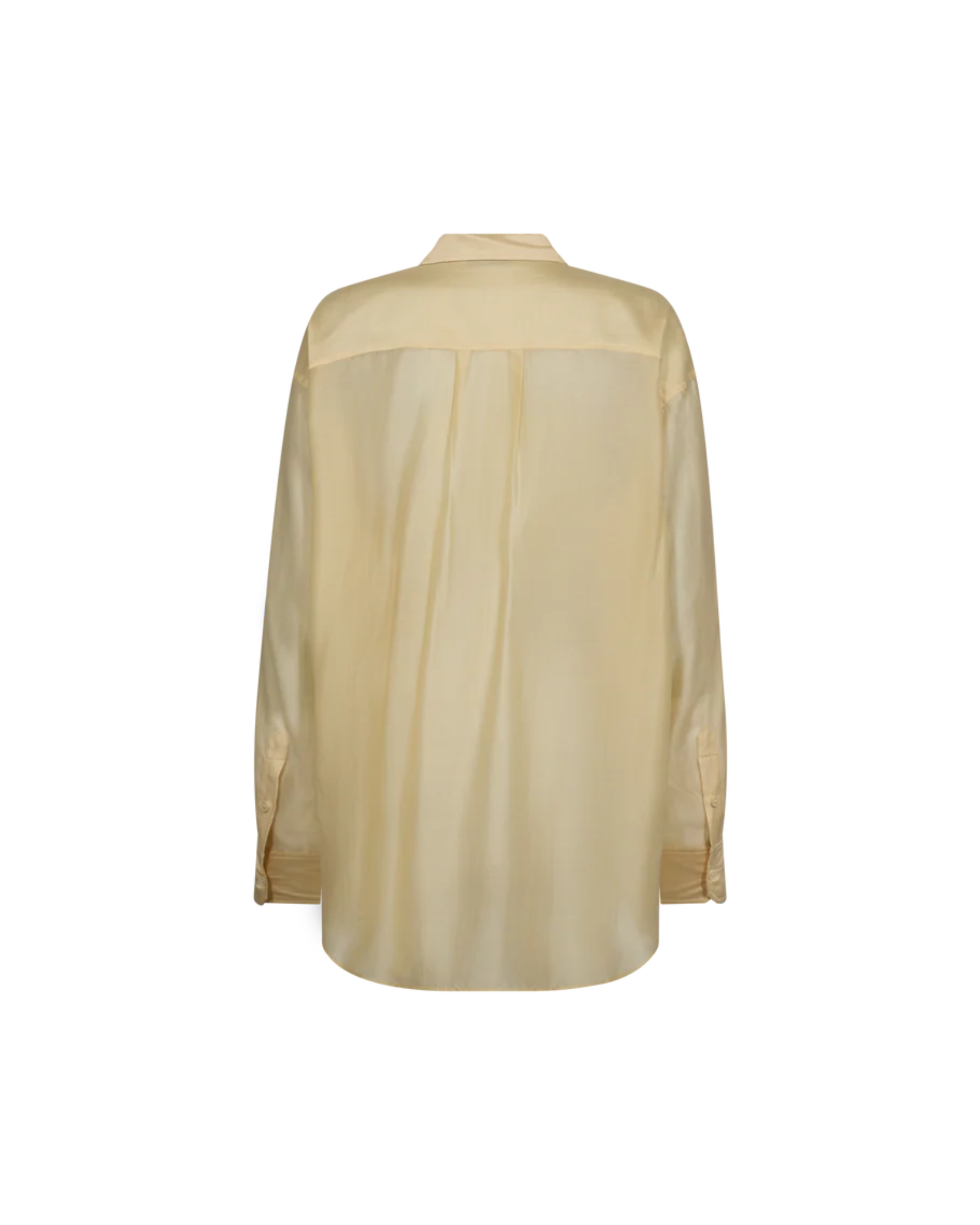Close-up of the creamy Vanilla TENCEL™ fabric on the MOS MOSH Danika oversized shirt