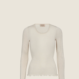 Elaine Seamless Long-Sleeve Top – Ecru – front view