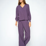 MOS MOSH Kay Miley pleated wide-leg trousers in Sweet Grape
