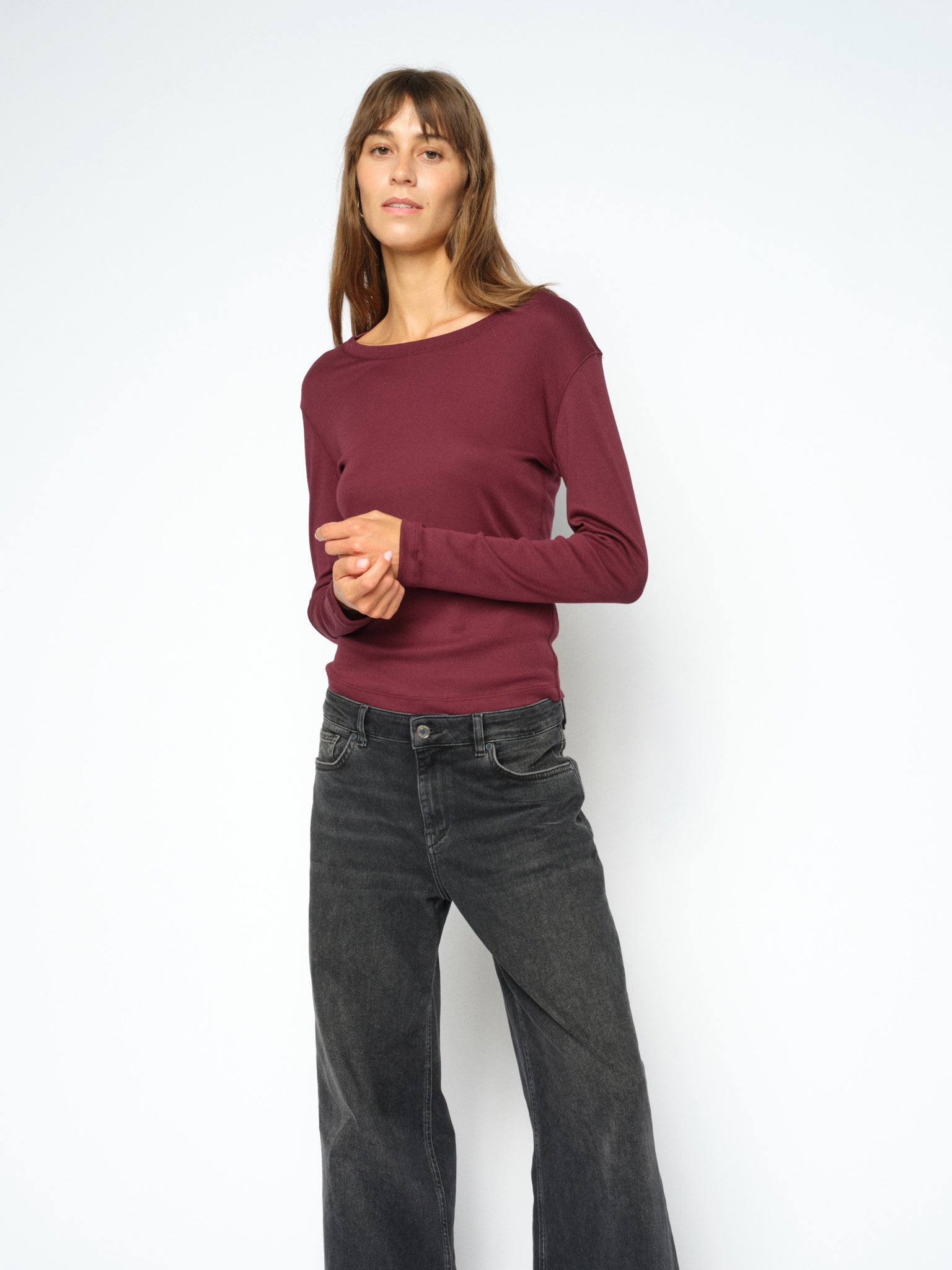 MOS MOSH Mali Boat-Neck Long-Sleeve Tee – Port Royale – full look