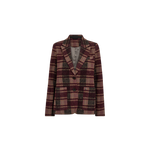 MOS MOSH Manja Comi oversized blazer in burgundy and pink check, front view