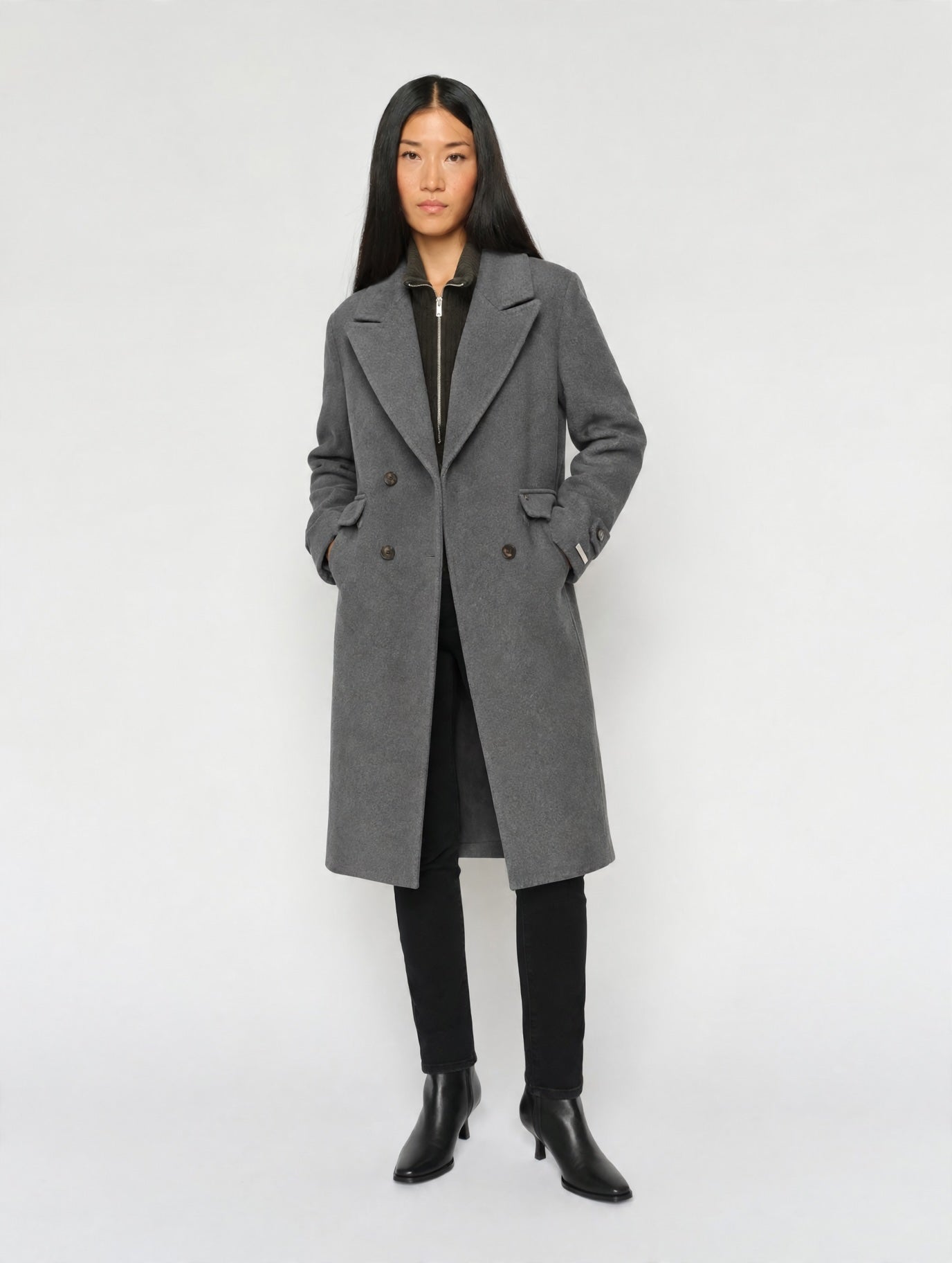 MOS MOSH Alva Loisa long coat in anthracite – worn