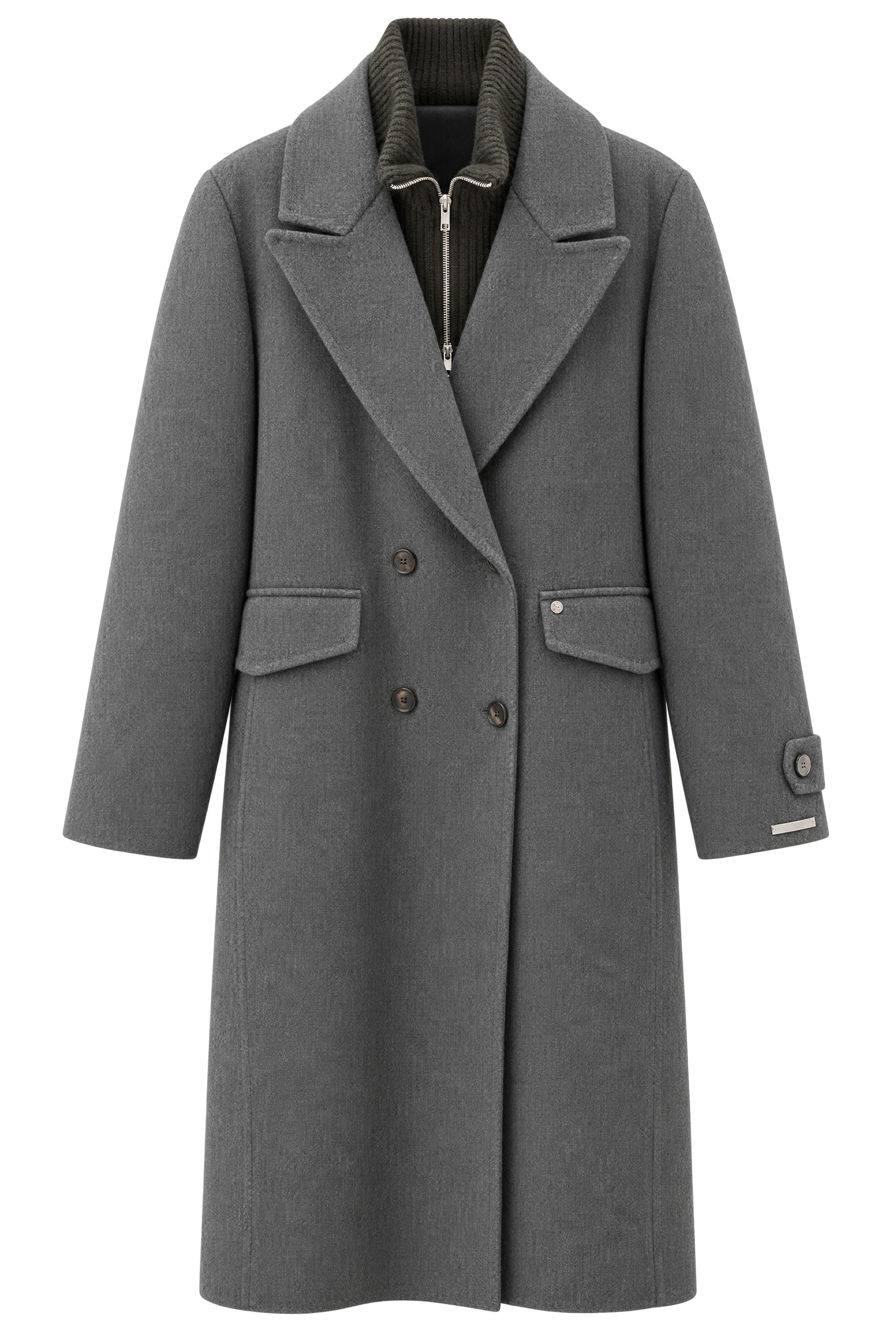 MOS MOSH Alva Loisa long coat in anthracite – front view