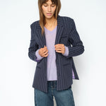 MOS MOSH Mape Sophia light V-neck jumper in Violet Tulip lilac, close-up detail