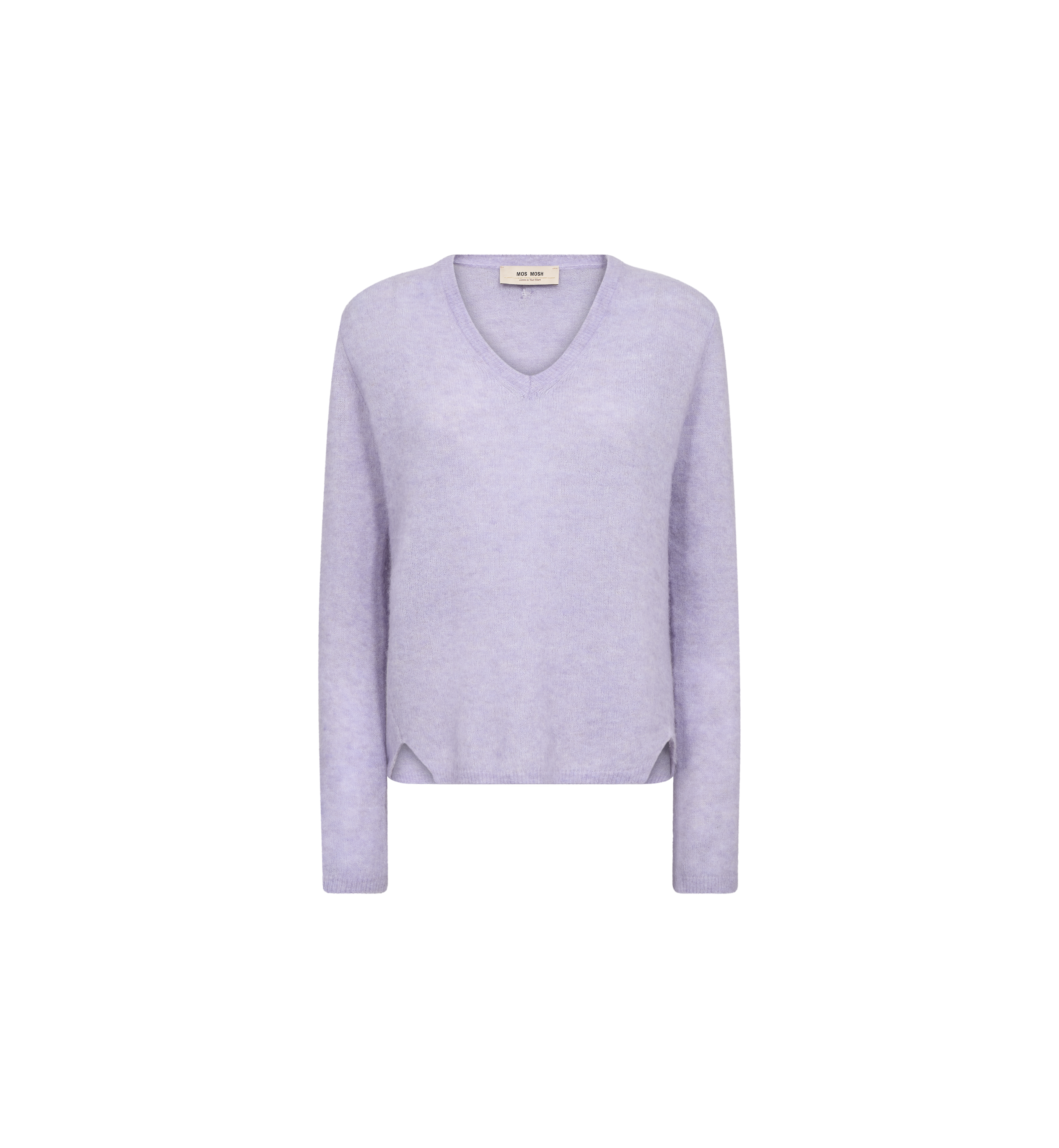 MOS MOSH Mape Sophia light V-neck jumper in Violet Tulip lilac, front view