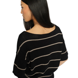 MOS MOSH MMArlen striped knit, back view, boat neck, lightweight organic cotton paper blend, relaxed summer fit
