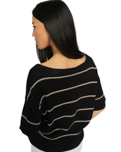 MOS MOSH MMArlen striped knit, back view, boat neck, lightweight organic cotton paper blend, relaxed summer fit