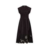MOS MOSH MMAria Mono black organic cotton dress with sleeveless silhouette and smocked bodice detail.