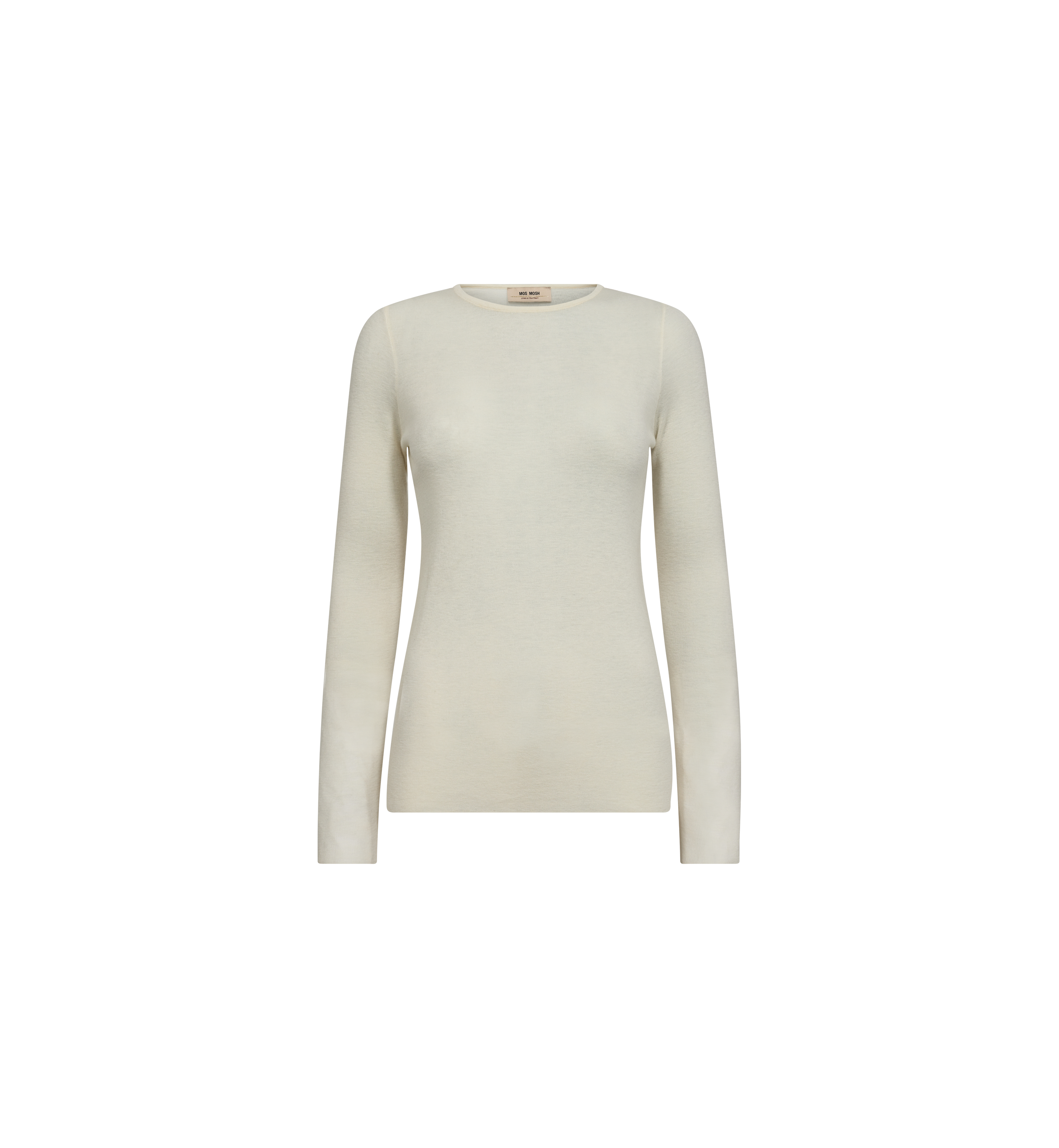 MOS MOSH Bouch crew-neck sweater in ecru – front view