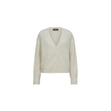 MOS MOSH Thora V-neck cardigan in ecru, front view