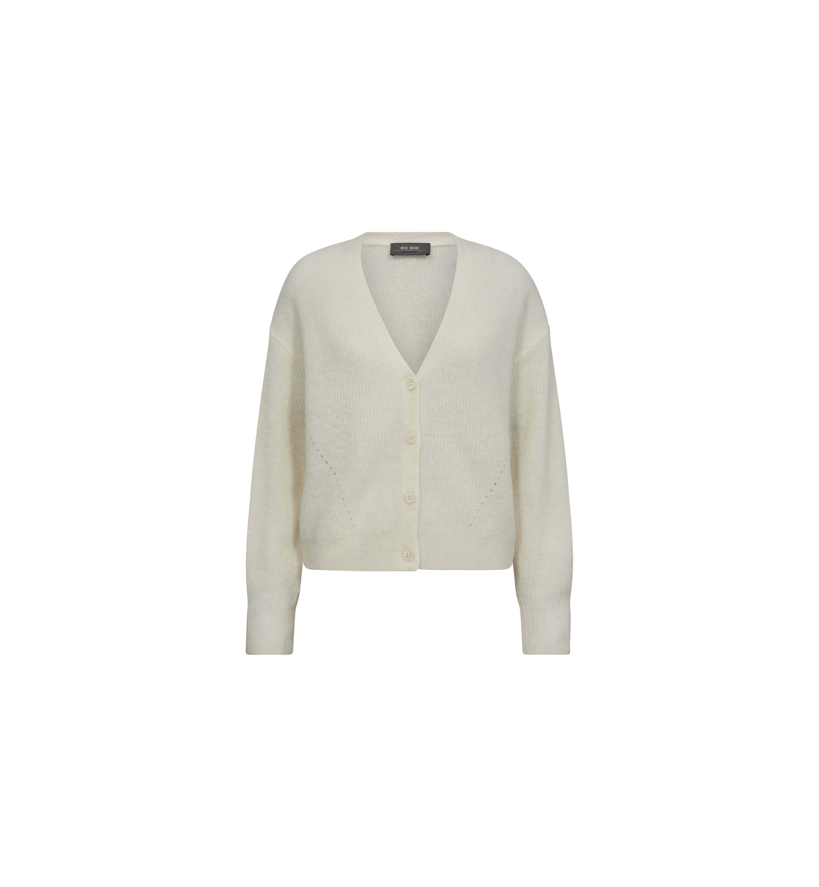 MOS MOSH Thora V-neck cardigan in ecru, front view