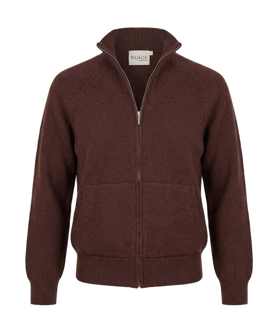 Nuage Cashmere Bomber – Chocolate – front view