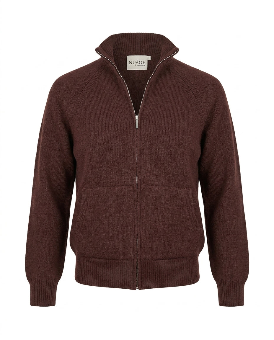 Nuage Cashmere Bomber – Chocolate – front view