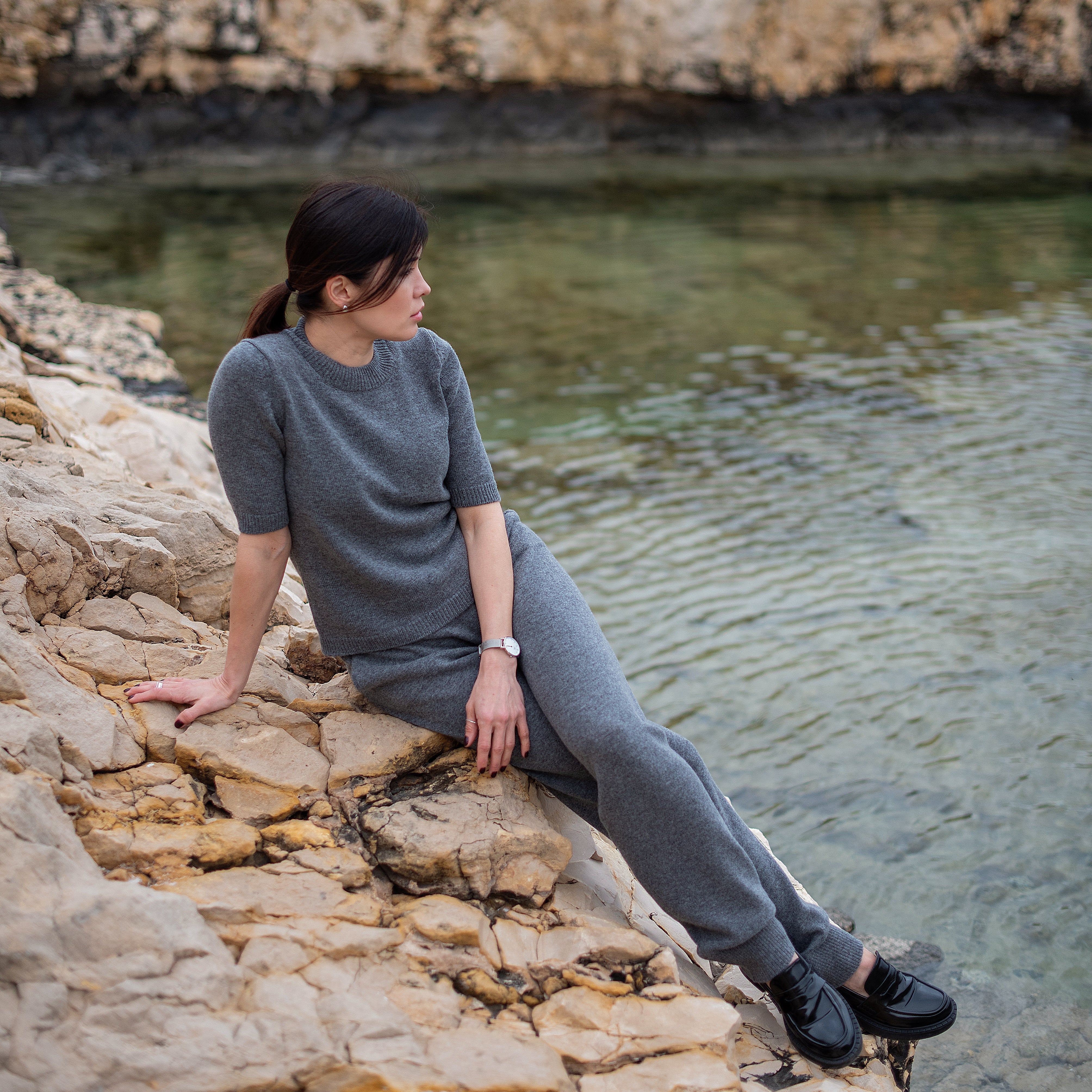 Cashmere Joggers – Grey – view 4