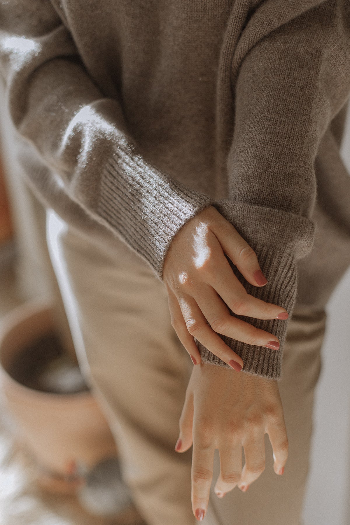 Iconic V-Neck Jumper – Cappuccino – view 5