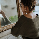Iconic V-Neck Jumper – Olive – view 4