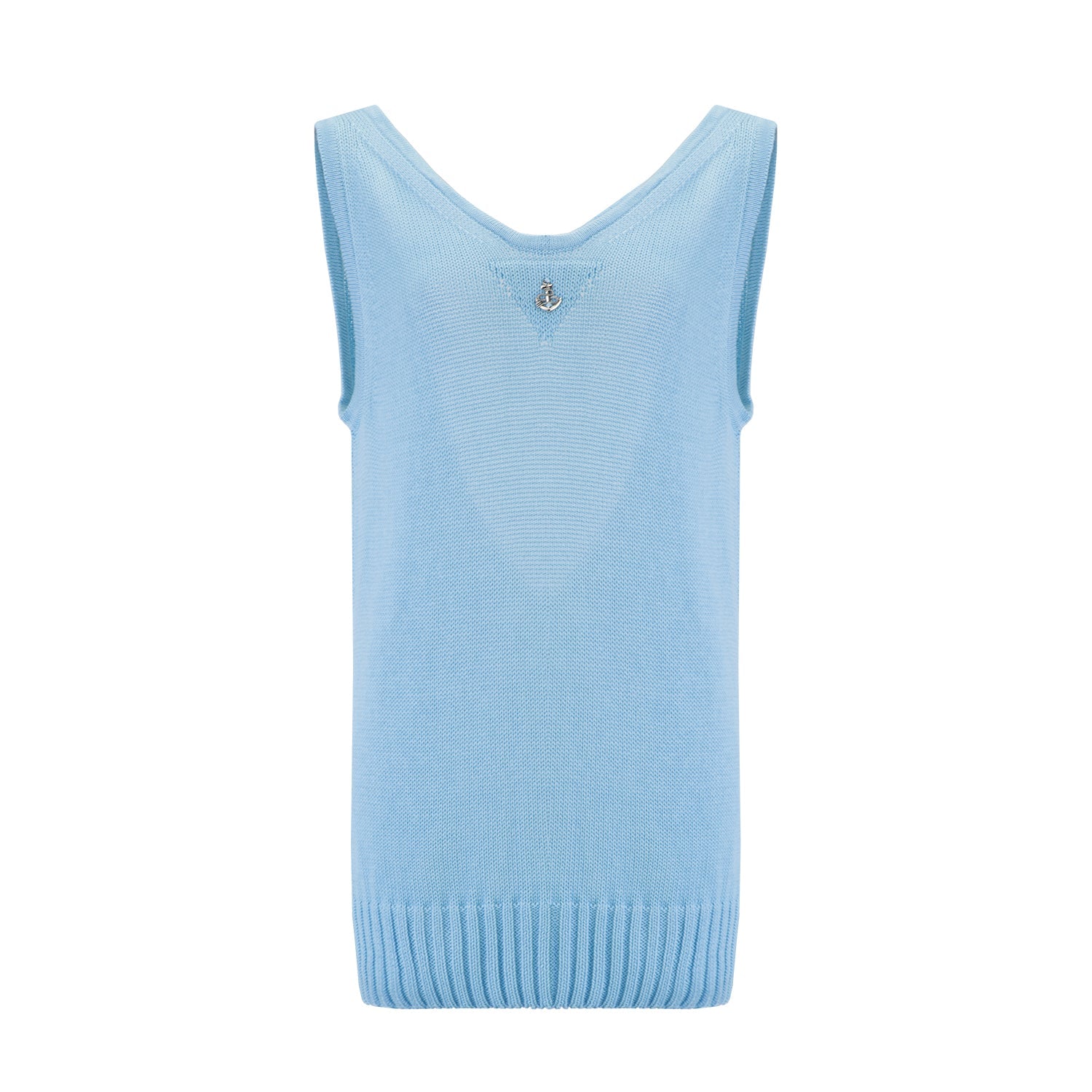 Nuage Cashmere Open-Back Top – Blue – back view