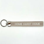Home Sweet Home Woven Keychain - Light Taupe by Parsley & Pepper — handwoven embroidered keychain, view 3