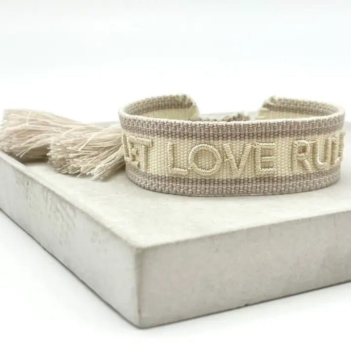Parsley & Pepper LET LOVE RULE Statement Woven Bracelet