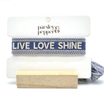 LIVE LOVE SHINE Statement Woven Bracelet — Cornflower Blue by Parsley & Pepper — handwoven embroidered bracelet, view 4