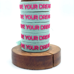 LIVE YOUR DREAMS Woven Statement Bracelet — Sage & Dark Pink by Parsley & Pepper — handwoven embroidered bracelet, view 2