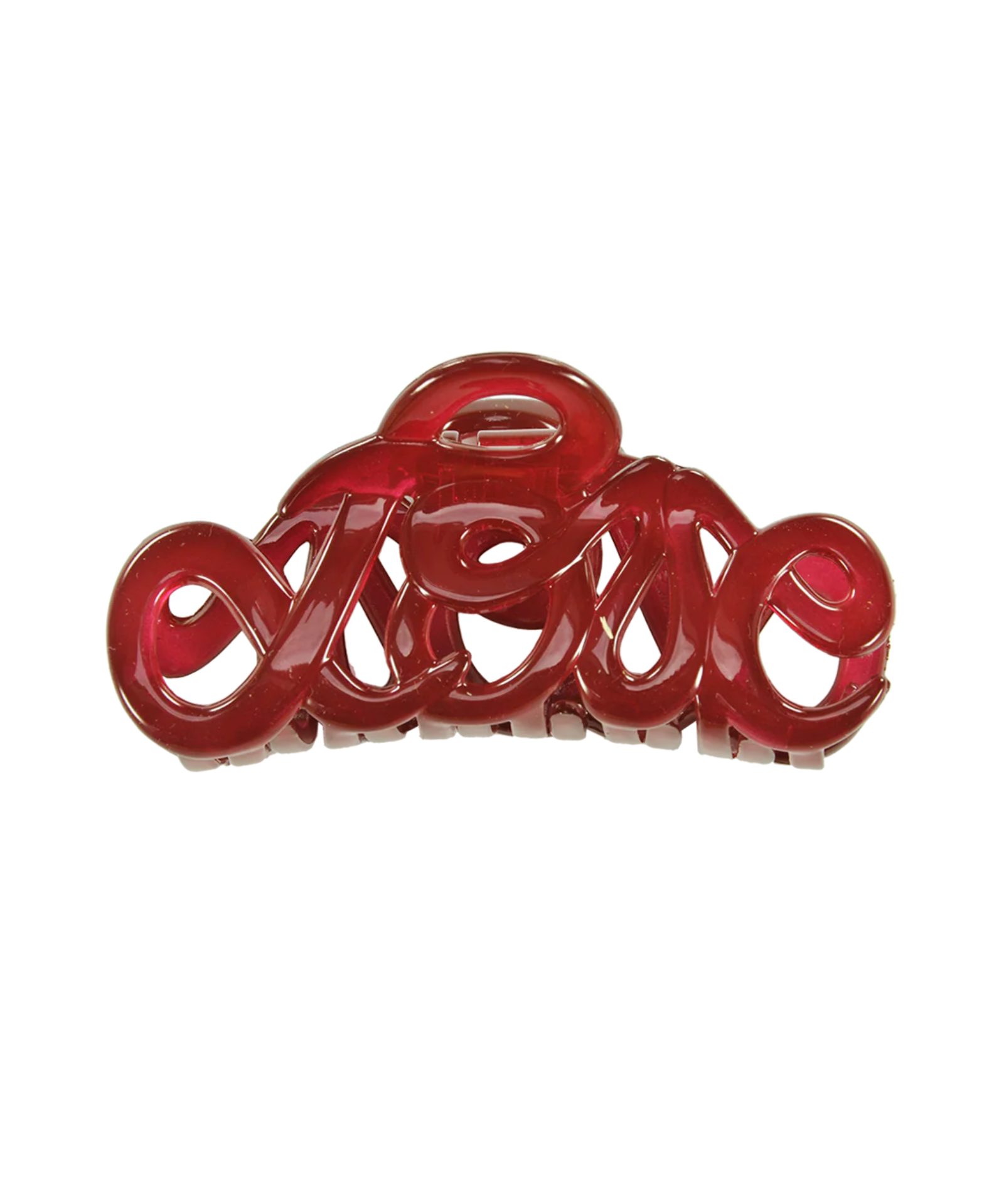 Raspberry Love hair claw with glossy acetate finish front view
