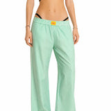 SANDIA Green Striped Cotton Wide-Leg Pants – view 2