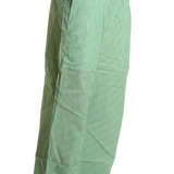 Sandia green striped cotton wide-leg pants, side view on model