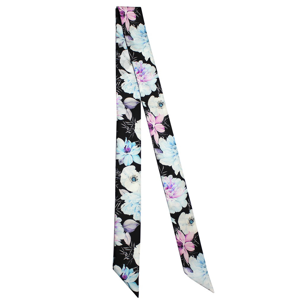 Baltea Vive le Printemps silk twilly scarf with a floral spring print