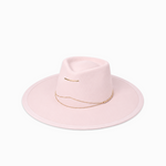 Van Palma Anna felt fedora hat in pale rose, front view