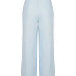 Van Palma Lune wide-leg linen trousers in sky blue, back view