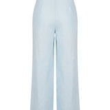 Van Palma Lune wide-leg linen trousers in sky blue, back view