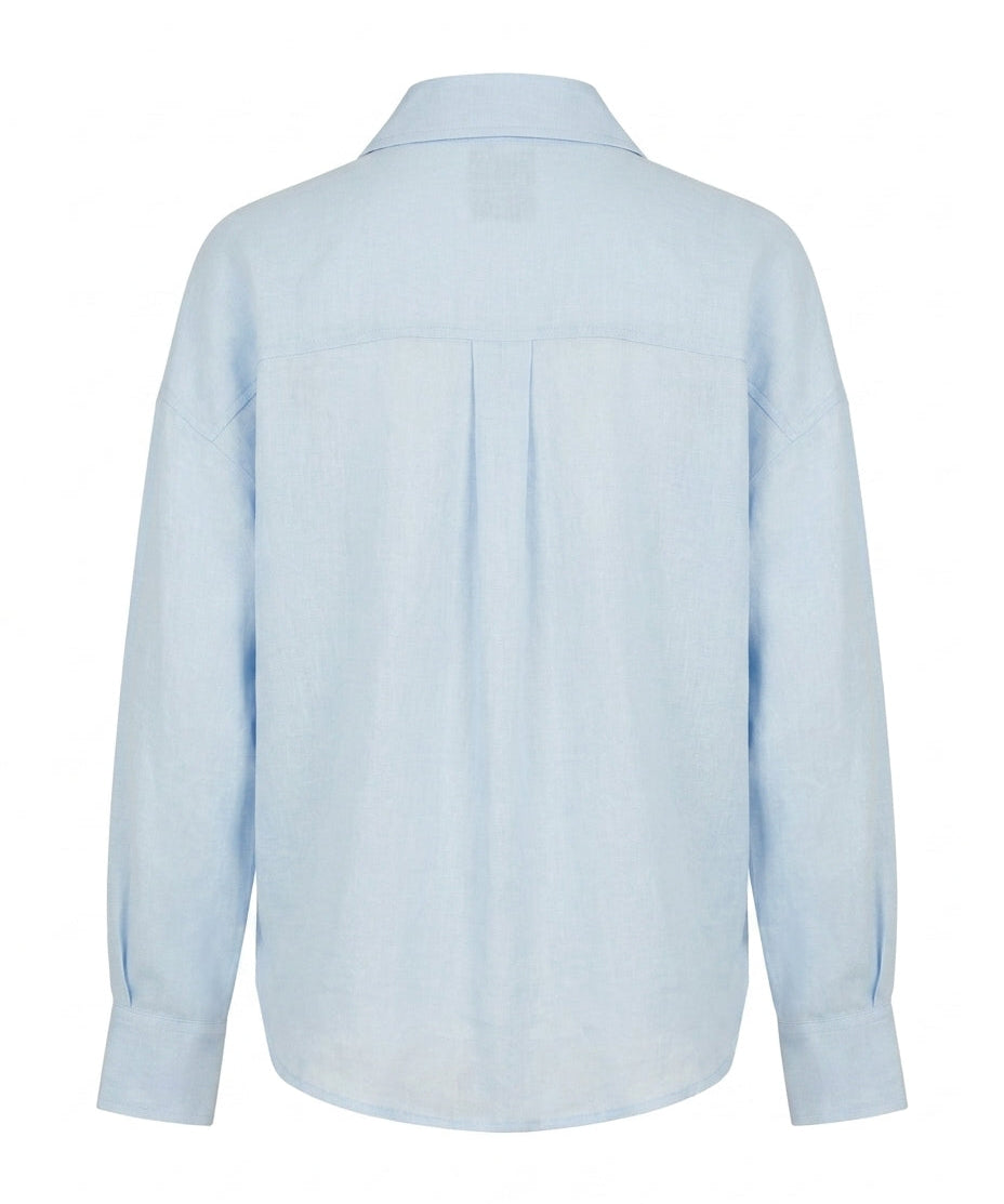 Oversized Linen Shirt – Sky Blue – view 2