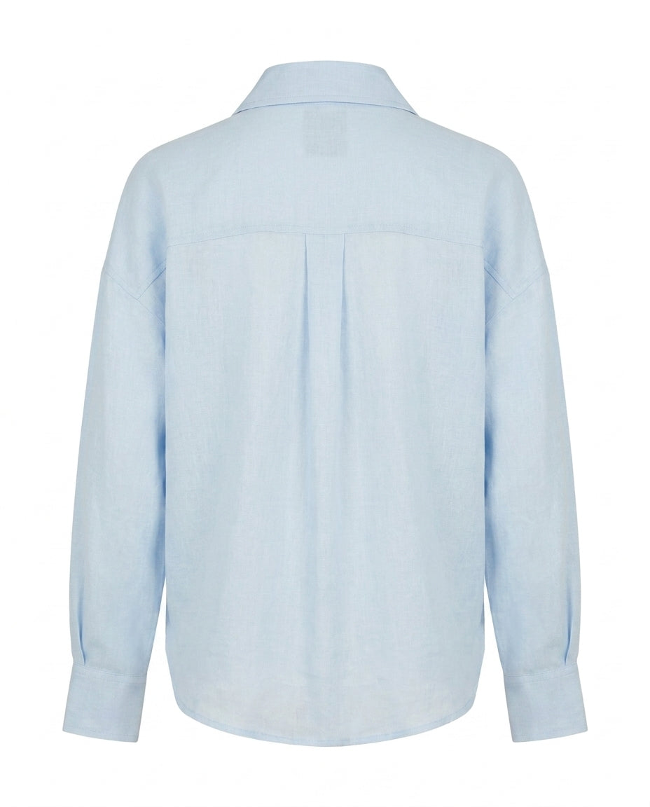 Oversized Linen Shirt – Sky Blue – view 2