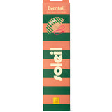 The green and pink SOLEIL folding fan neatly packed inside its slim, matching vertical gift box, ready for presentation.