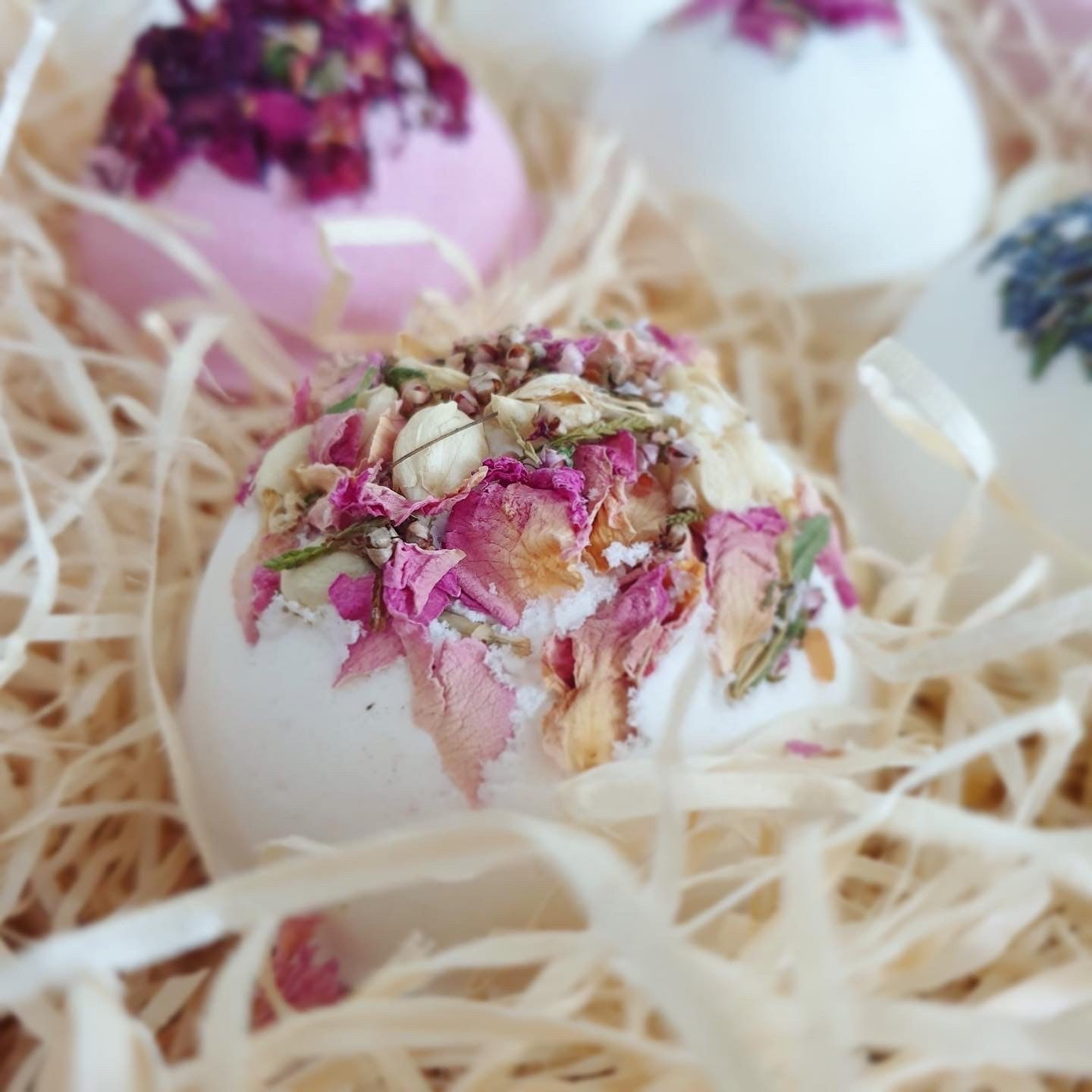 Handmade posy bath bombs holds a hidden message inside