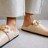 ALOHAS - Gold Chain Clogs | Nude